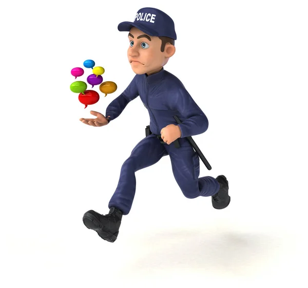 Ilustração Divertida Policial Desenhos Animados Com Bolhas — Fotografia de Stock
