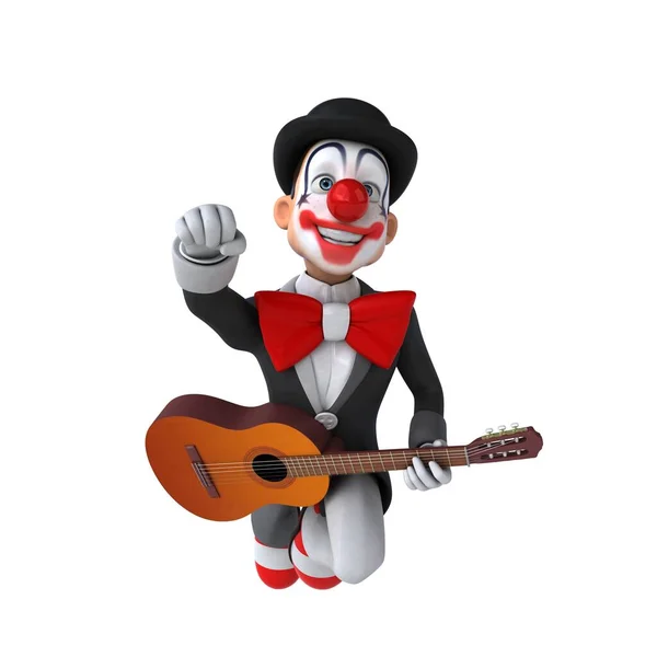 Lustige Illustration Eines Lustigen Clowns Mit Gitarre — Stockfoto