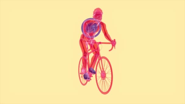 Ілюстрація Анатомії Рентгенівського Велосипедиста Який Їде Абстрактним Мистецтвом — стокове відео