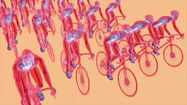 3Danimation Anatomy Ray Cyclists Riding Abstract Art — 图库视频影像