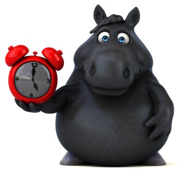 Saatli eğlenceli at - 3D Görüntü