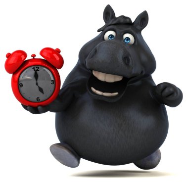 Saatli eğlenceli at - 3D Görüntü