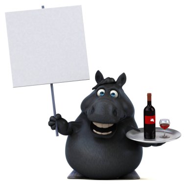 Şaraplı eğlenceli at - 3D Görüntü