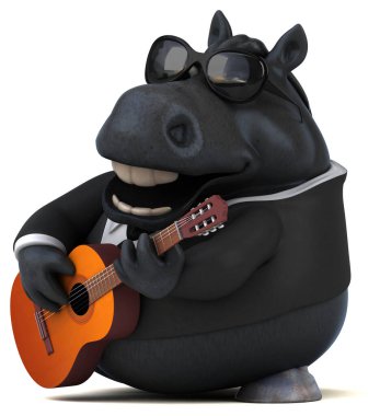 Gitarlı eğlenceli at - 3D Görüntü