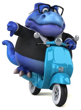 Scooter 'da Eğlenceli Trex - 3D İllüstrasyon