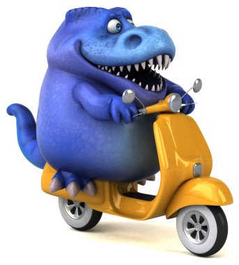 Scooter 'da Eğlenceli Trex - 3D İllüstrasyon