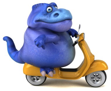 Scooter 'da Eğlenceli Trex - 3D İllüstrasyon