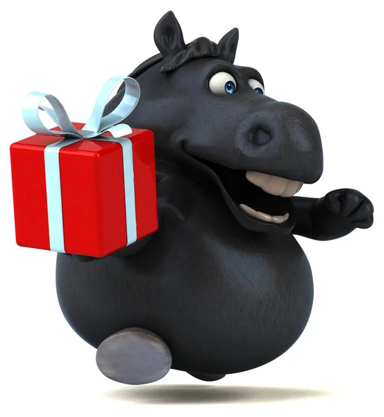 Cavallo Divertente Con Regalo Illustrazione — Foto Stock