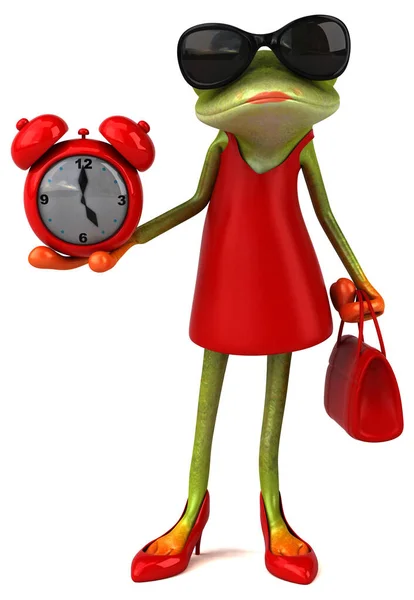 Lustiger Frosch Mit Uhr Illustration — Stockfoto