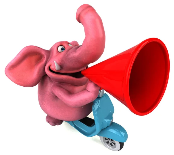 Fun Elefant Auf Roller Illustration — Stockfoto