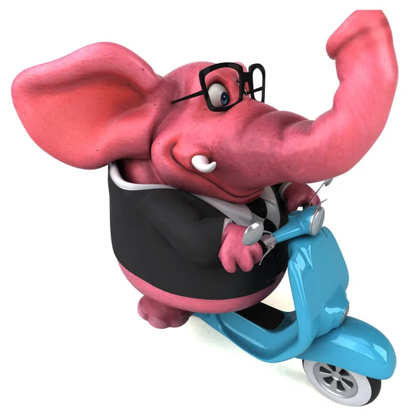 Éléphant Amusant Sur Scooter Illustration — Photo