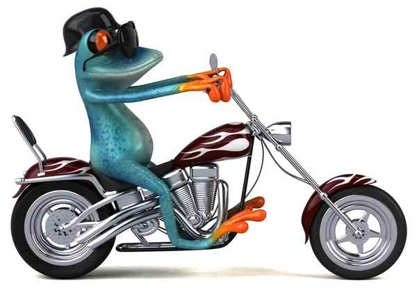 Grenouille Amusante Sur Moto Illustration — Photo