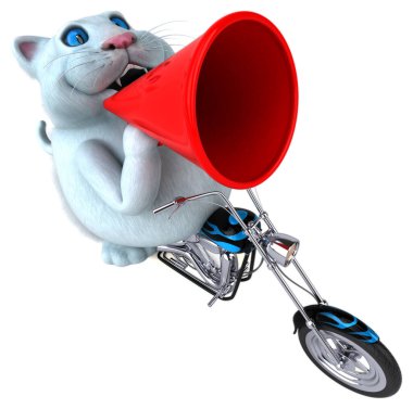 Motosikletli eğlenceli kedi - 3D Görüntü