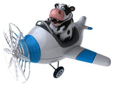 Uçakla eğlenceli inek - 3D Görüntü