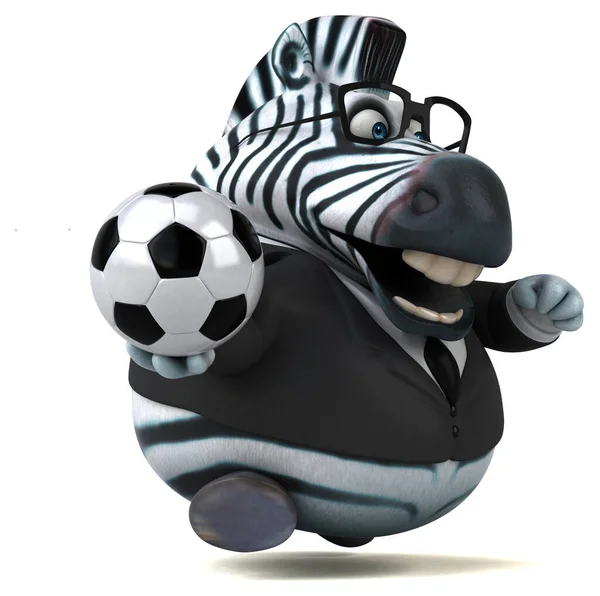 Leuke Zebra Met Bal Illustratie — Stockfoto