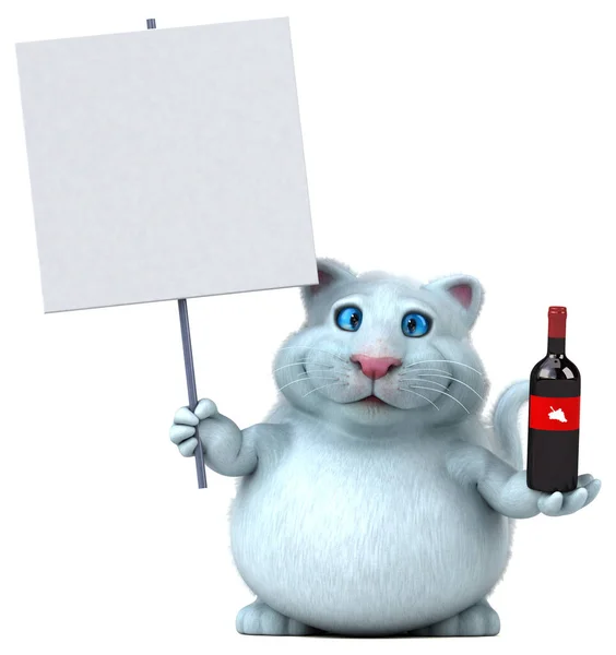 Rolig Katt Med Vin Illustration — Stockfoto