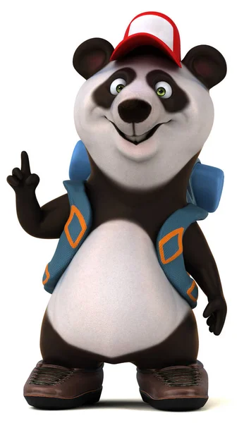 Divertimento Panda Backpacker Personaggio Dei Cartoni Animati — Foto Stock