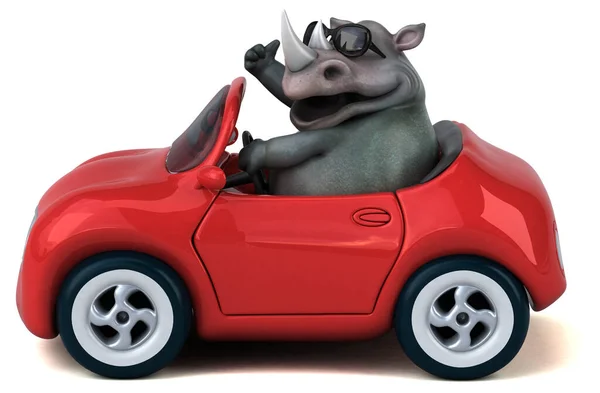 Rinoceronte Divertente Auto Illustrazione — Foto Stock