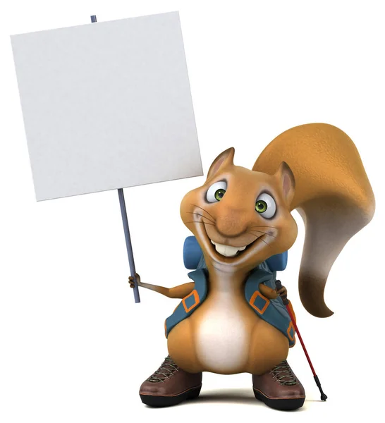 有趣的3D松鼠背包客卡通人物 — 图库照片
