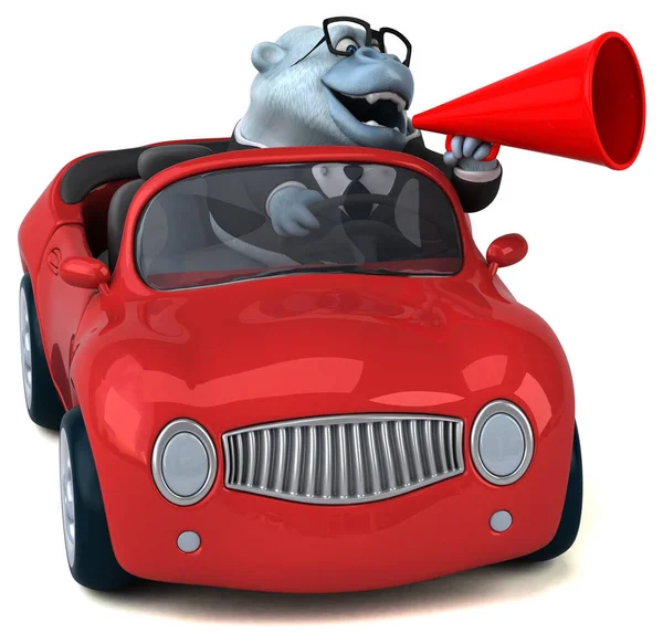 Arabadaki Eğlenceli Beyaz Goril Görüntü — Stok fotoğraf