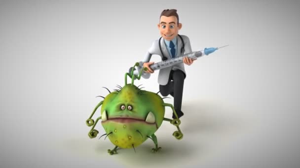 医生追逐细菌 3D动画 — 图库视频影像