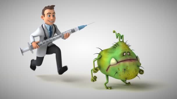 Doktor Mikrop Kovalıyor Boyutlu Animasyon — Stok video