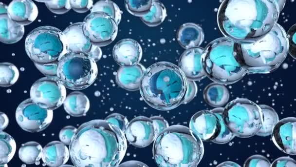 泡の中の脳の3Dアニメーション抽象的な背景 — ストック動画