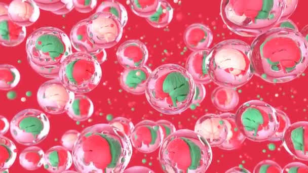 泡の中の脳の3Dアニメーション抽象的な背景 — ストック動画