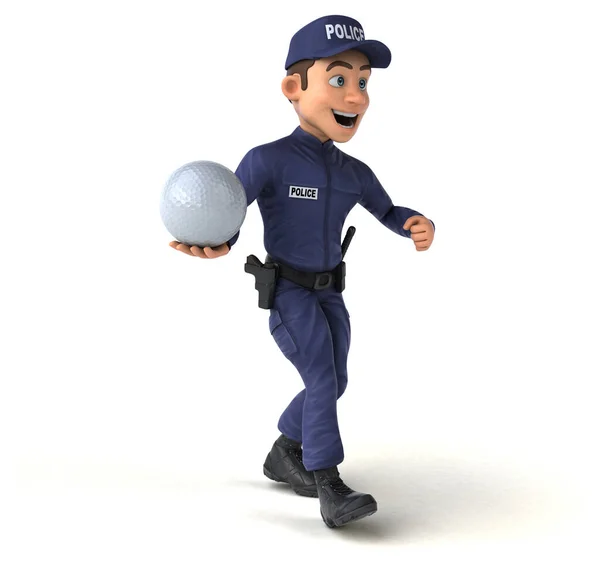 Ilustração Divertida Policial Desenhos Animados Com Bola — Fotografia de Stock