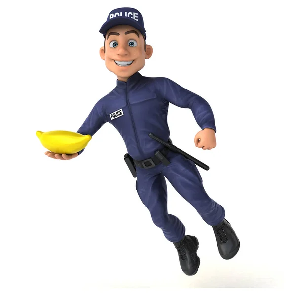 Забавная Иллюстрация Полицейского Бананом — стоковое фото