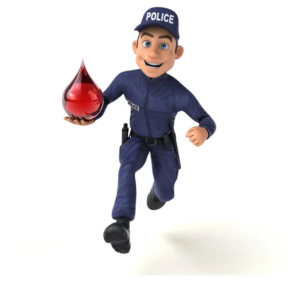 ドロップと漫画警察官の楽しい3Dイラスト — ストック写真