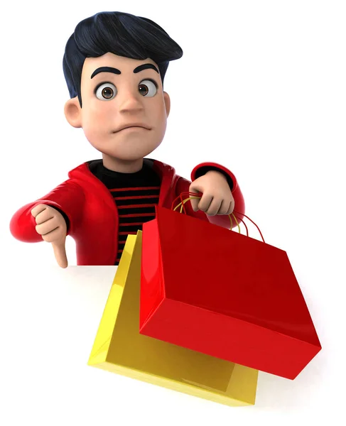 Fun Cartoon Teenage Boy Shopping — Stock Photo, Image