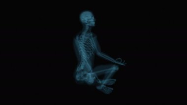 Xray 'deki yaratıcı soyut zen adamın siyah arkaplan üzerine 3 boyutlu animasyonu