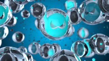 3d animation of  viruses in bubbles  abstract background 