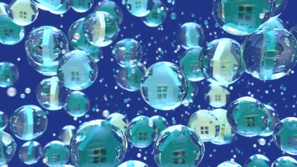 Animation Houses Bubbles Abstract Background — Stock video