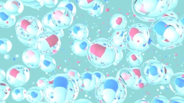 Animation Pills Bubbles Abstract Background — Vídeos de Stock