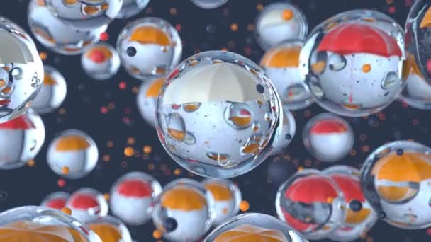 Animation Umbrellas Bubbles Abstract Background — Stock videók