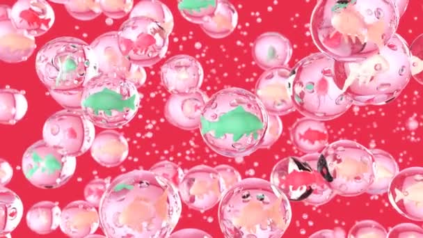 Animation Von Fischen Blasen Abstrakter Hintergrund — Stockvideo