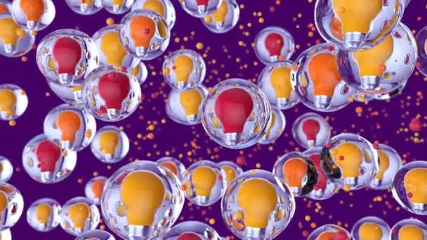 Animation Light Bulbs Bubbles Abstract Background — Vídeo de Stock