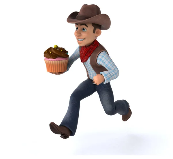 快乐牛仔与纸杯蛋糕 3D图解 — 图库照片