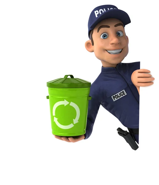 Fun Illustration Cartoon Police Officer Bin — Stock Photo, Image