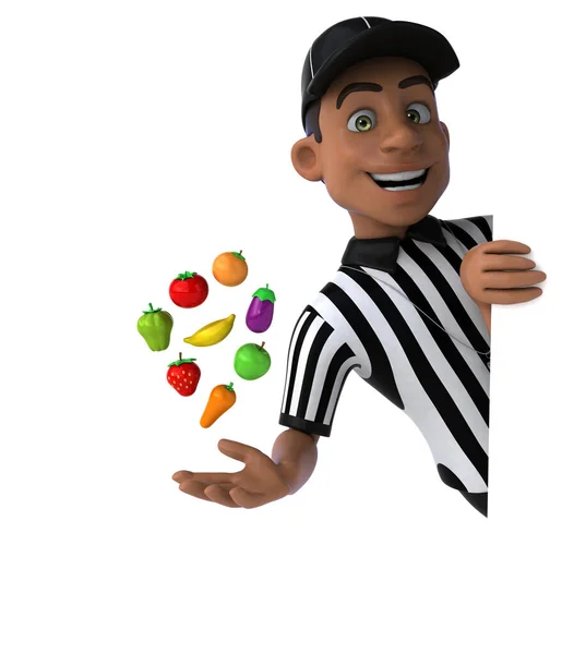 Divertente Illustrazione Arbitro Americano Con Frutta — Foto Stock