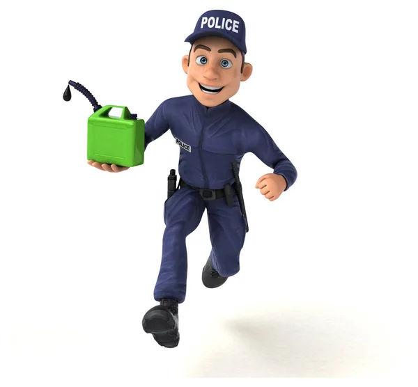 石油と漫画警察官の楽しい3Dイラスト — ストック写真