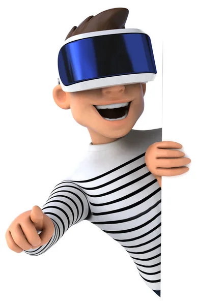 Divertente Illustrazione Personaggio Uomo Dei Cartoni Animati Con Casco — Foto Stock