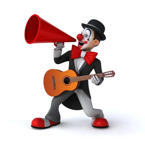 Lustige Illustration Eines Lustigen Clowns Mit Gitarre — Stockfoto