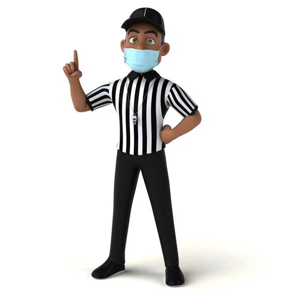 Divertente Illustrazione Personaggio Arbitro Nero Con Una Maschera — Foto Stock