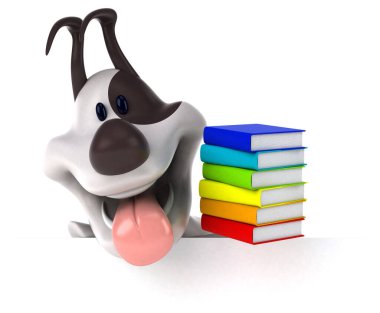 Kitaplı eğlenceli köpek - 3D İllüstrasyon