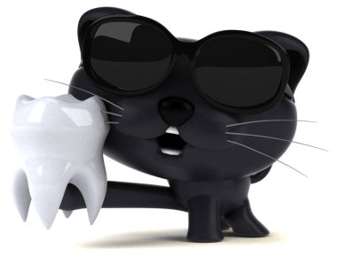 Dişli eğlenceli kedi - 3D Görüntü