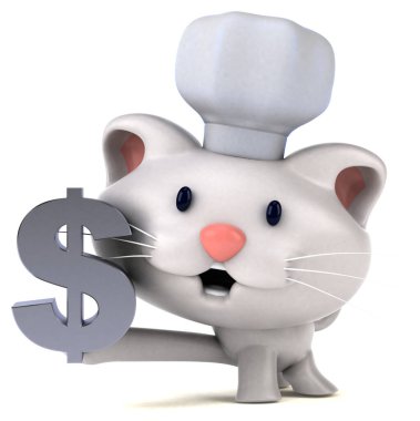 Dolarlı eğlenceli kedi - 3D Görüntü