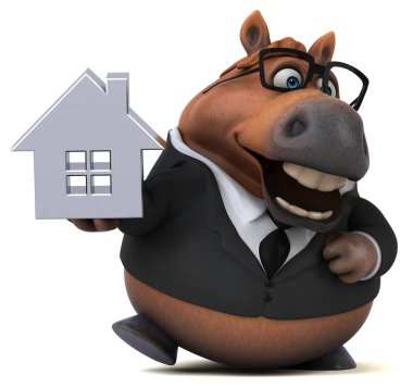 Ev ile eğlenceli at - 3D Illustration